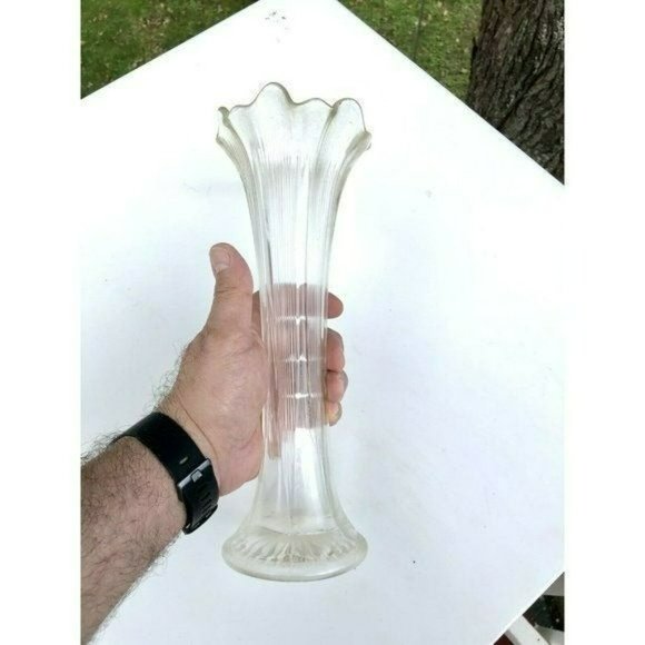 Vintage Long Crystal Vase 11.75 in - Picture 7 of 15